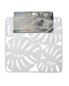 Anti-slip sink mat, Foglie, pvc, transparent, 32x32 cm