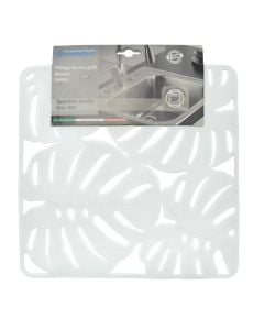 Anti-slip sink mat, Foglie, pvc, white, 32x32 cm