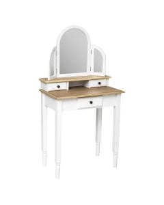 Cosmetic table (makeup), Solen, mdf/glass, white/brown, 66.5x39.5xH129 cm