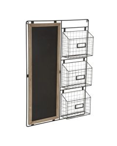 Organizational shelf with baskets, metal/mdf,  black/brown, 50x8xH70 cm.
