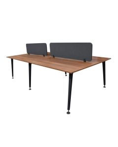 Office table, Legold Ps 04, melamine tabletop, metal frame, teak/anthracite, for 4 person, 280x138x75 cm