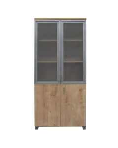 File cabinet, Myl 43, melamine, glass doors (x2), oak, 80x41x192 cm
