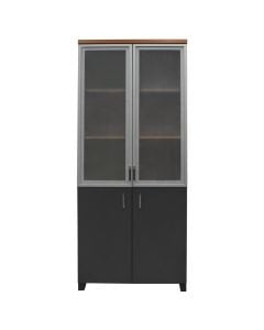 File cabinet, Myl 43, melamine, glass doors (x2), teak/anthracite, 80x41x192 cm