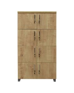 Office cabinet, Myl 820, with 8 drawers with lock, melamine, oak, 80x41x156 cm