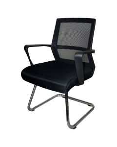 Visitor chair static, metallic structure, mesh and textile upholstery, black, 60x66xH94 cm