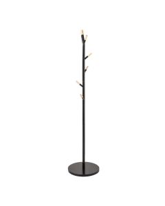 Clothes hanger, static, 6 hooks, metal/wood, black, 40xH175 cm