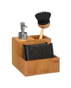 Toilet accessory holder set, 3 pieces, bamboo, bamboo/natural, 12x11xH17cm