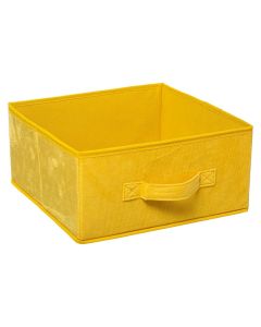 Storage box, square, polypropylene/polyester, yellow, 31x31xH15cm