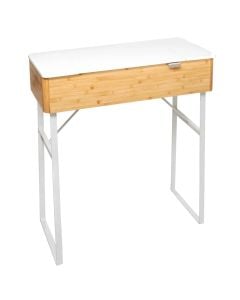 Multifunctional table, Levia, with mirror and organizer, bamboo/MDF, white/brown, 33x72xH88 cm