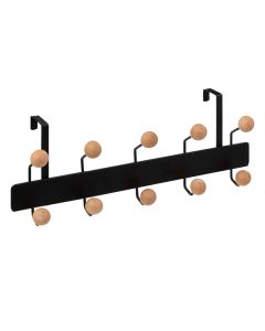 Clothes hanger, 10 hooks, on the door, metal, brown/black, 44x16.5xH11.5 cm