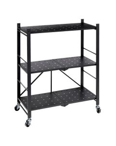 Multifunctional shelf, 3 levels, metal, black, 70x36.5xH91.9 cm