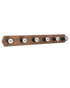 Clothes hanger, 6 hooks, ceramic/stoneware, brown/black, 66x8.5xH8.8cm