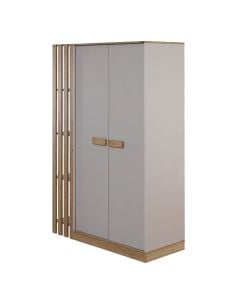 Wardrobe, Huga, melamine, grey/natural, 135x61xH207 cm