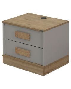 Bedside, Huga, melamine, grey/natural, 55x46xH47 cm