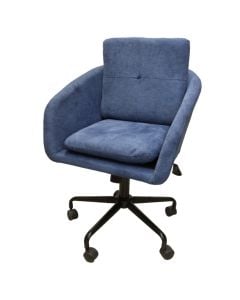 Office chair with wheels, Larson, metal structure, textile upholstery, blue, 60x65xH95 cm