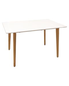 Dining table, Rookie, mdf tabletop, wooden legs, white/brown, 120x80xH75 cm