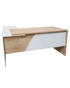 Office table, Edussa, melamine, white/oak, 160x150x75 cm