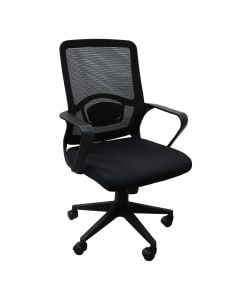 Office chair, mesh backrest, fabric cover seat, PP armrest, nylon base and casters, black, 58x60xH93-103 cm