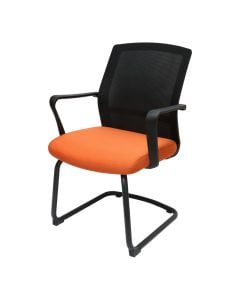 Office chair, mesh backrest, fabric cover seat, PP armrest, black/orange, 46x44xH98 cm