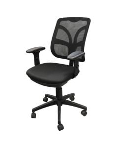 Office chair, mesh backrest, fabric cover seat, PP armrest, nylon base and casters, black, 62x61xH80-108 cm