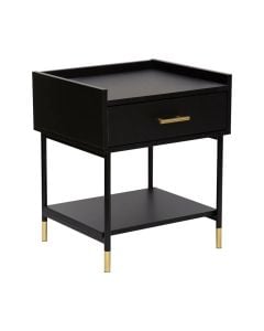 Bedside, Tedy, mdf/metal, black/golden, 45x40xH53 cm