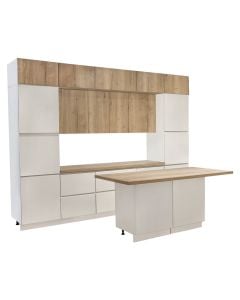 Kitchen, Lamja, melamine structure, mdf, white, 320 cm; island 180 cm