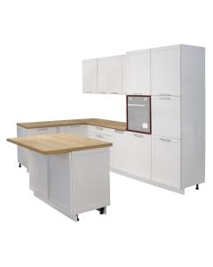 Kitchen, Navia, melamine structure, mdf, white matt, 227x185 cm; island 122 cm