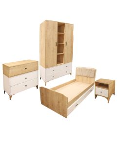 Bedroom set, melamine, white/beige