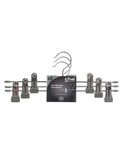 Clothes hanger, set 3 pieces, metal/pvc, silver, 30 cm