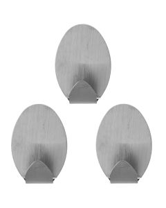 Clothes hook, set 3 pieces, metal, silver, 5 cm