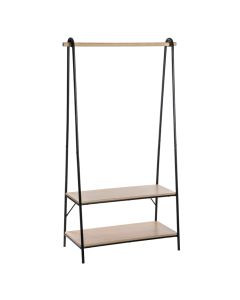 Clothes rack, Jano, metal/mdf, black/brown, 95.5x46.5xH165 cm