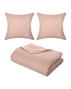Bedspread, polyester, light pink, 240x260 cm; 60x60 cm (x2)