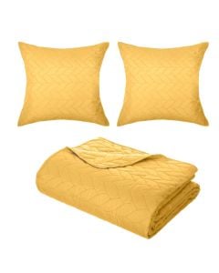 Bedspread, polyester, yellow, 240x260 cm; 60x60 cm (x2)