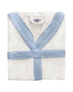 Bathrobe, for boys, cotton, white/blue, 350 gr (age 8 years)