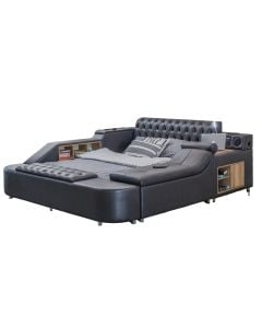 Bed, double, Dorwell, melamine structure, black, 160x200 cm