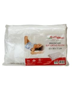 Pillow, Ergo Base, polyurethane foam, polyester, white, 33x50x11/7/9 cm