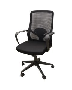 Office chair, mesh backrest, fabric cover seat, PP armrest, nylon base and casters, black