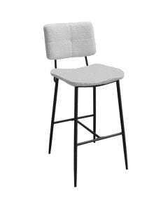 Bar stool, Bouton, textile upholstery, metal legs, white, 46x55xH103 cm