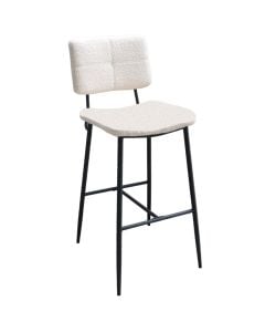 Bar stool, Bouton, textile upholstery, metal legs, light grey, 46x55xH103 cm