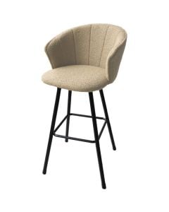 Bar chair, Teddy, textile upholstery, metal legs, grey