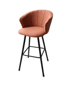 Bar chair, Teddy, textile upholstery, metal legs, dark pink