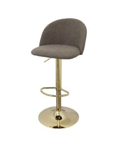 Bar stool, Arroins, textile upholstery, metal structure, taupe/gold, 47.5x46.5xH77.5-98.5 cm