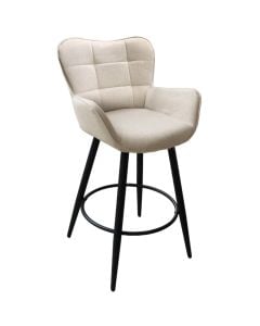 Bar stool, Kas, textile upholstery, metal structure, beige, 59x56xH78 cm
