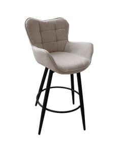 Bar stool, Kas, textile upholstery, metal structure, grey, 59x56xH78 cm