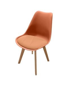 Dining chair, PU upholstery, wooden chair, terracotta, 57x48x81 cm
