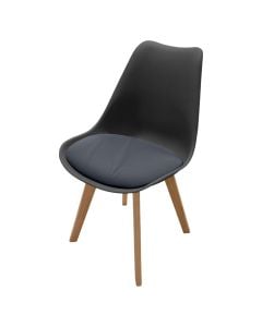 Dining chair, PU upholstery, wooden chair, black, 57x48x81 cm