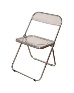 Folding chair, metal structure, clear, 47x46x74 cm