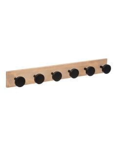 Clothes hanger, 6 hooks, Mdf/pine, brown/black, 58 x7 cm