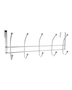 Clothes hanger, on the door, 10 hooks, steel/stainless steel, silver, 41.7x19xH12.4 cm