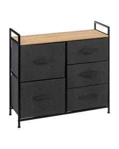 Organization shelf, Tissa, 5 drawers, metal/PP/mdf E1, grey/black, 83x29xH77 cm